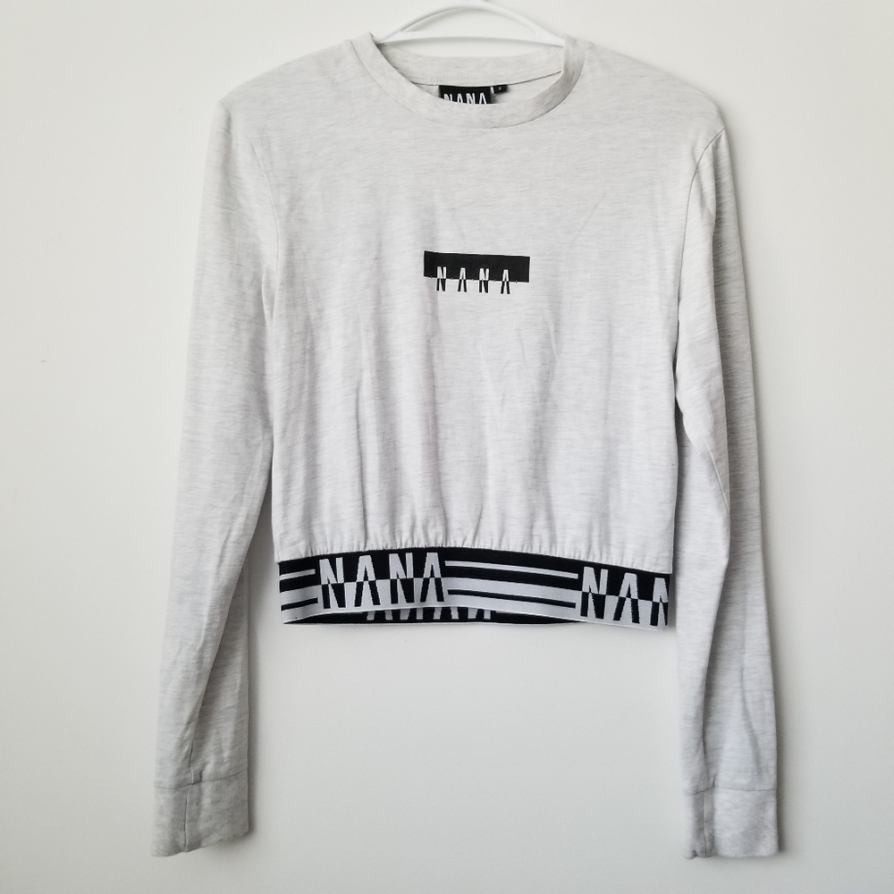 NANA JUDY Logo Waistband Long Sleeve Crop Top Size S
